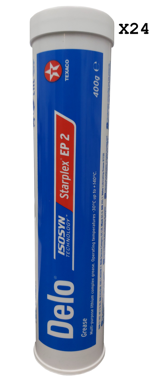 Texaco Delo Starplex EP 2 Red Lithium Complex Grease - 400g x 24 Cartridges | LRT Lubricants Shop