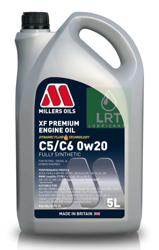 Millers XF Premium C5/C6 0W-20 Engine Oil - 5 Litres | LRT Lubricants Shop