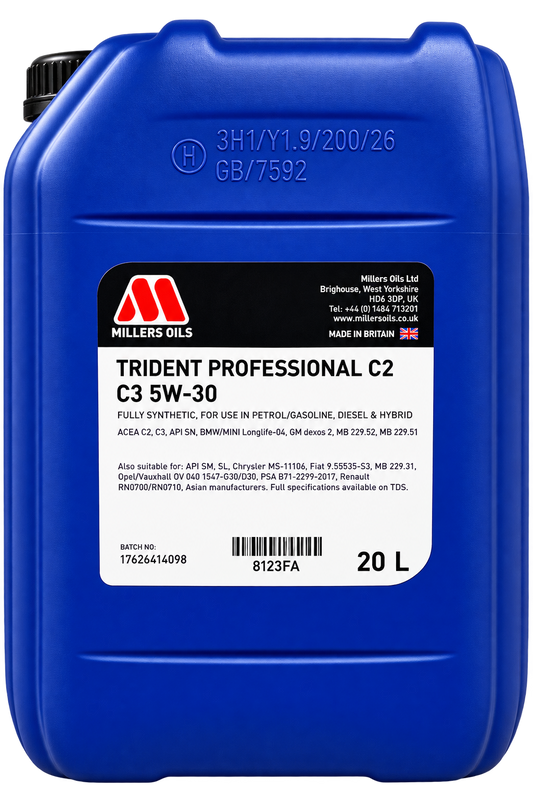 Millers Trident Professional C2/C3 5W-30 Engine Oil - 20 Litres | LRT Lubricants Shop
